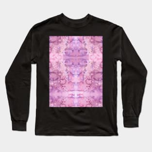 Shades of Purple Liquid Paint - Watercolor Rain Painting Mirror Pattern Long Sleeve T-Shirt